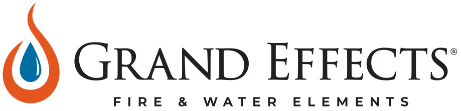 GrandEffectslogohorz4C Logo of Grand Effects with a flame and water drop icon, followed by the text "Grand Effects Fire & Water Elements.